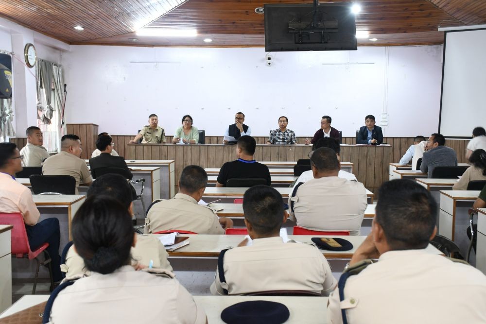 Security Coordination meeting underway to discuss preparations for the upcoming ULB elections for the KMC at DC Office, Kohima on June 21.