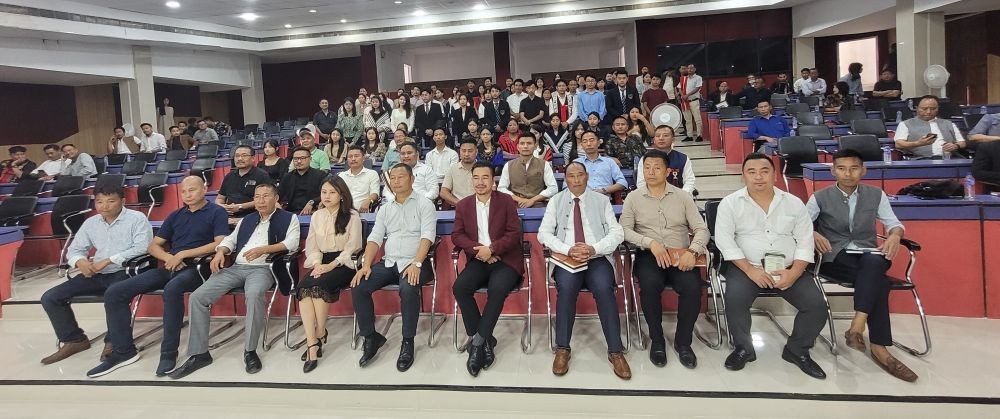 Advisor Dr Kekhrielhoulie Yhome, NSF officials, toppers and others at the NSF felicitation programme for HSLC & HSSLC toppers at Kohima on June 28. (Morung Photo)