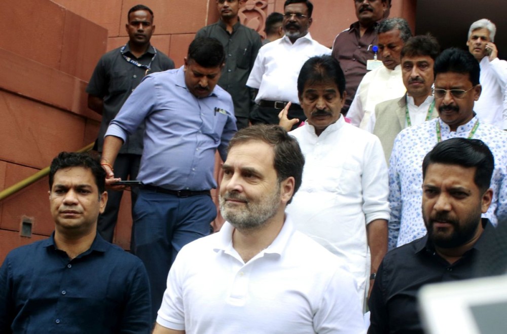 New Delhi : Congress MP Rahul Gandhi arrives at the Parliament to attend the 5th day of the 18th Lok Sabha session, in New Delhi on Friday, June 28, 2024.(IANS/Qamar Sibtain)