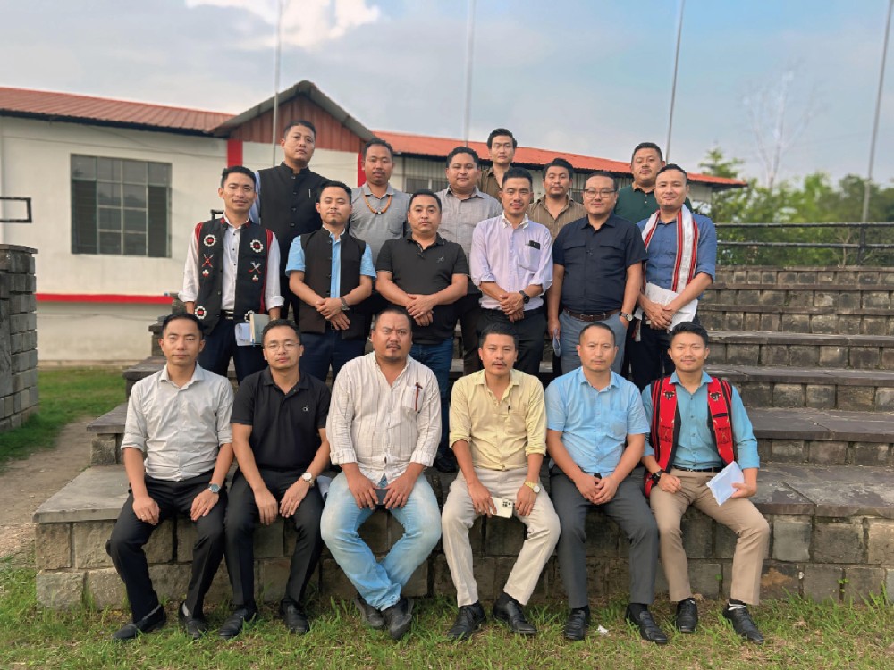 Representatives of Naga Students' Federation and its federating units and subordinate bodies pose for lens at the Naga Solidarity Park, Kohima.
