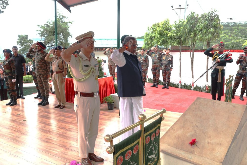 Governor of Nagaland, La Ganesan during the 25th Memorial Day of Captain N Kenguruse, MVC at Nerhe Phezha Village on June 28.