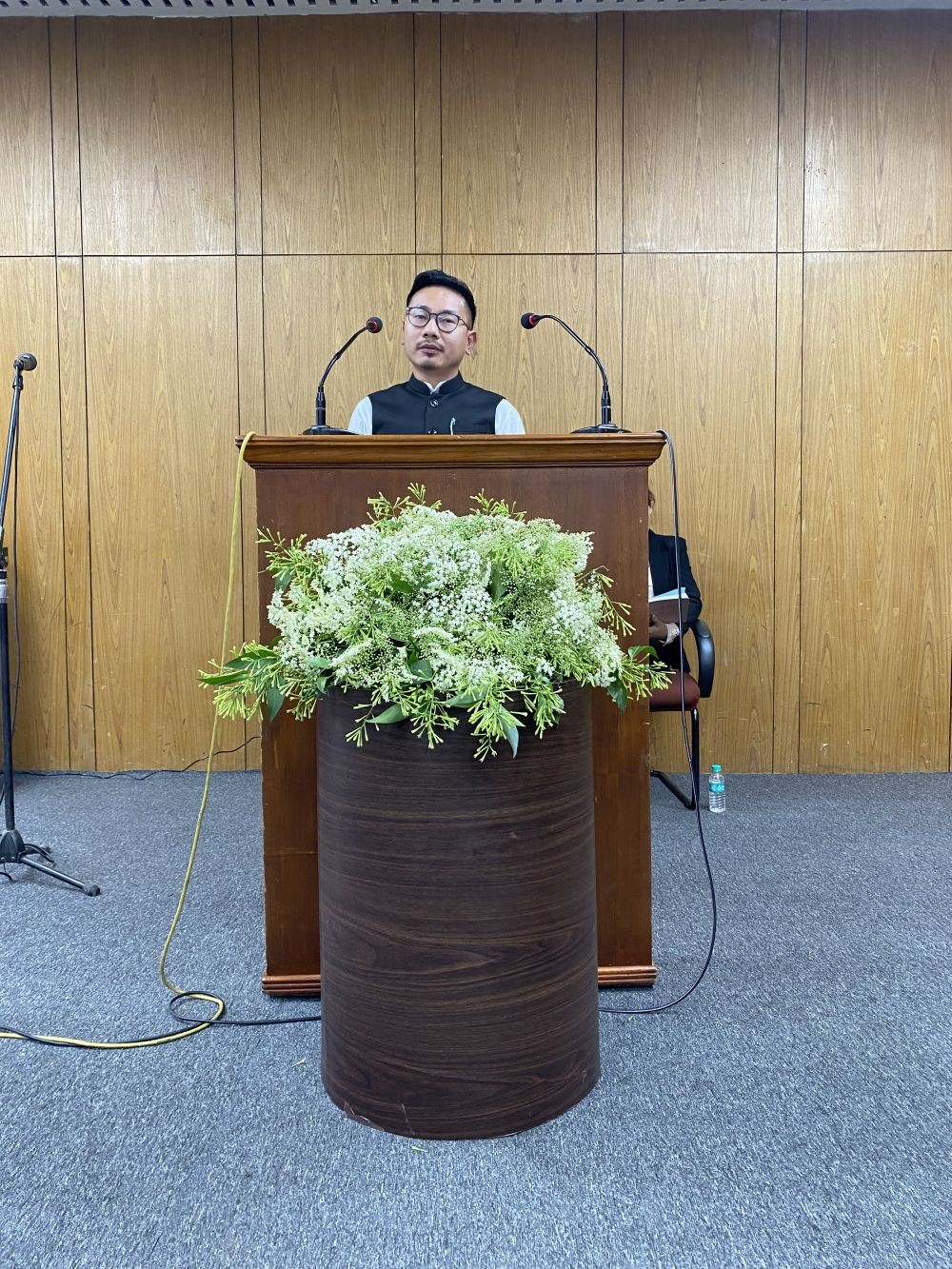 Lepzungchiba Jamir speaking at his thanksgiving programme held at Hotel Japfü on June 3. (DIPR Photo)