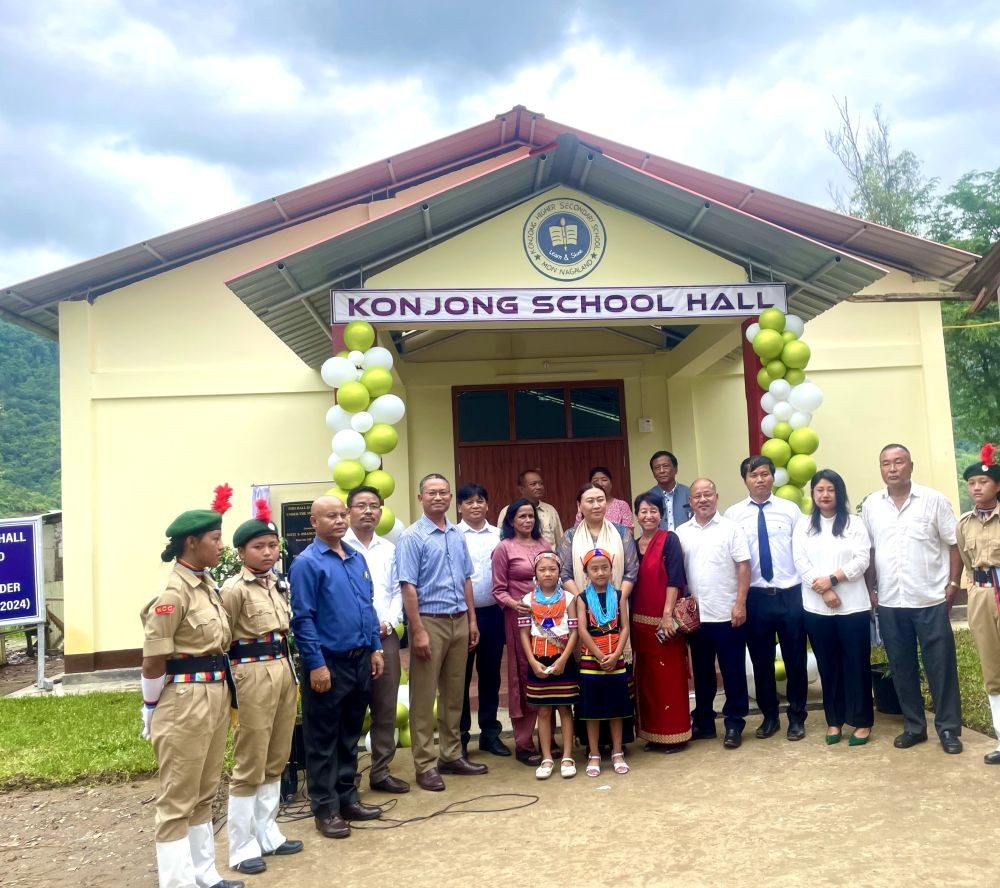 Officials and others during the inauguration of Konjong Higher Secondary School new school hall.