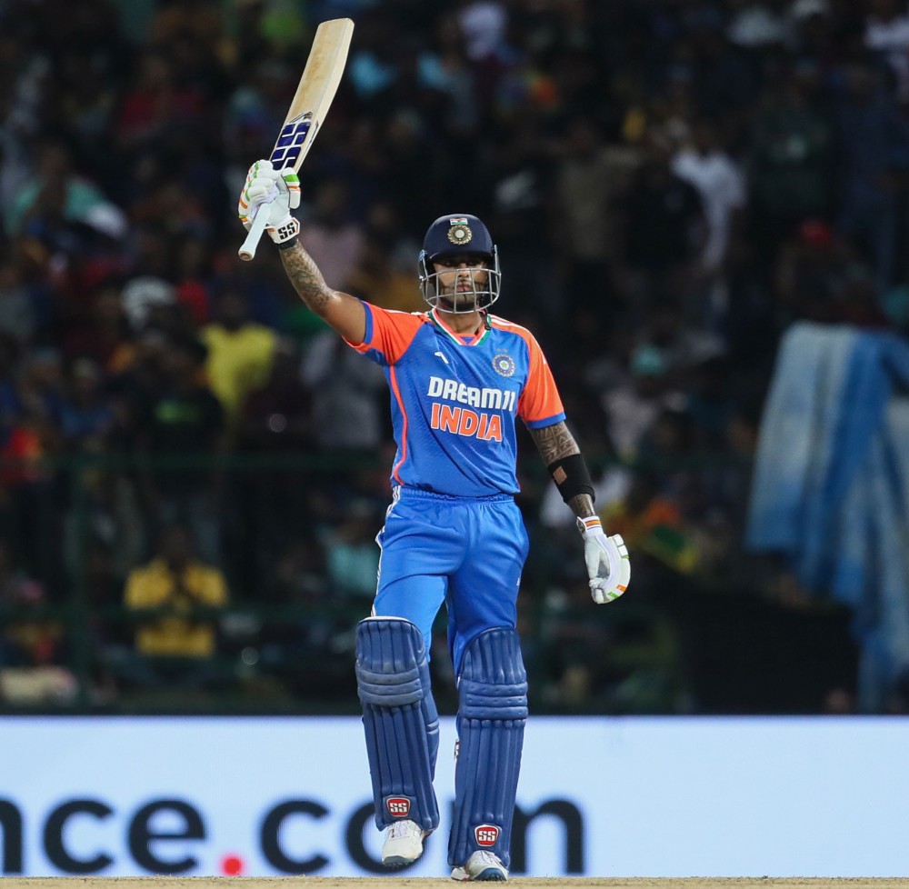 Pallekele: India's T20 captain Suryakumar Yadav celebrates his half-century during the Sri Lanka vs India 1st T20I match at Pallekele International Cricket Stadium on Saturday, July 27, 2024. (Photo: IANS/@BCCI