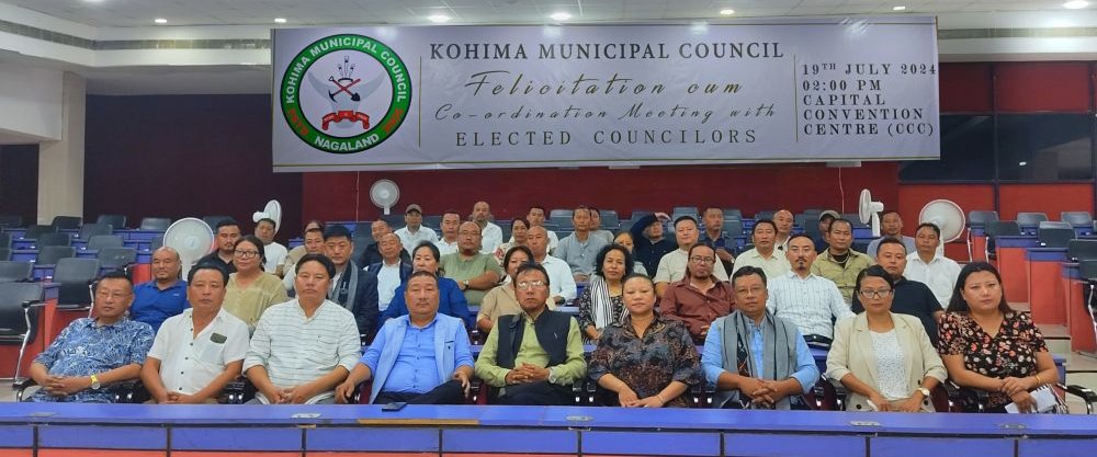 A felicitation and coordination meeting for the Councillors and staff of the Kohima Municipal Council was held at the Capital Convention Centre, Kohima on July 19. (DIPR Photo)