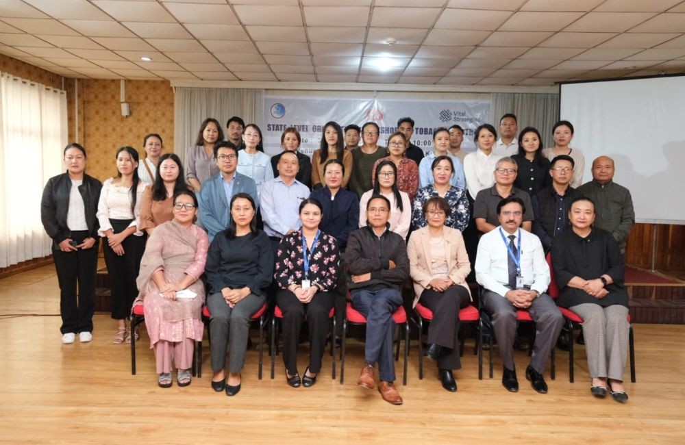 Officials and participants during the state-level orientation workshop on tobacco control at Kohima on July 3.