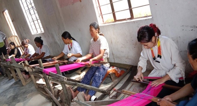 Trainees during the A story of indigenous traditional skill retold’ event held at the Council Hall, Peletkie village on July 27.
