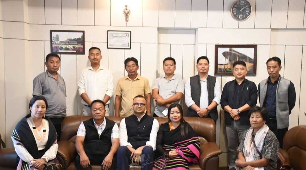 DC Kohima, Kumar Ramnikant with District Administration officials and Chiephobozou Town Council members at DC’s Office in Kohima on July 8. (DIPR Photo)