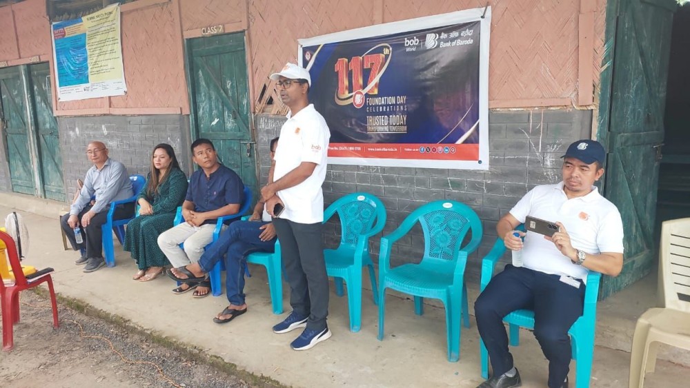 Bank of Baroda, Khermahal Branch Dimapur and Puranabazar Branch Chümoukedima celebrated its 117th foundation day by donating bench and desks to GPS Thilixu Block 4, Chümoukedima.