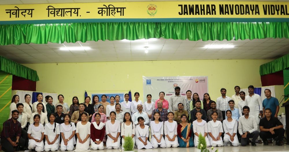 Dignitaries and others with students of JNV Kohima on July 28.
