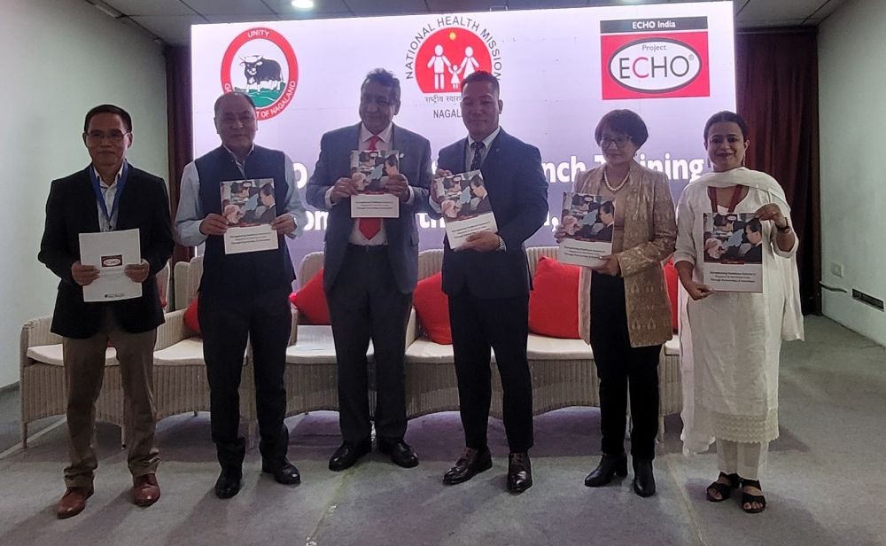 P. Paiwang Konyak releases ECHO Bulletin during ECHO India Partner Launch Training at Hotel Vivor, Kohima on July 4. Morung Photo
