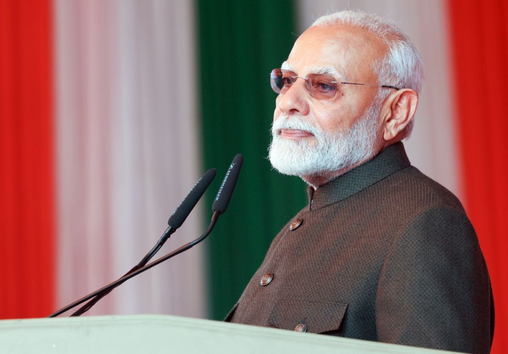 Ladakh: Prime Minister Narendra Modi addresses Shradhanjali Samaroh, marking the 25th Kargil Vijay Diwas at the Kargil War Memorial in Dras, Ladakh on Friday, July 26, 2024.Photo: (IANS)