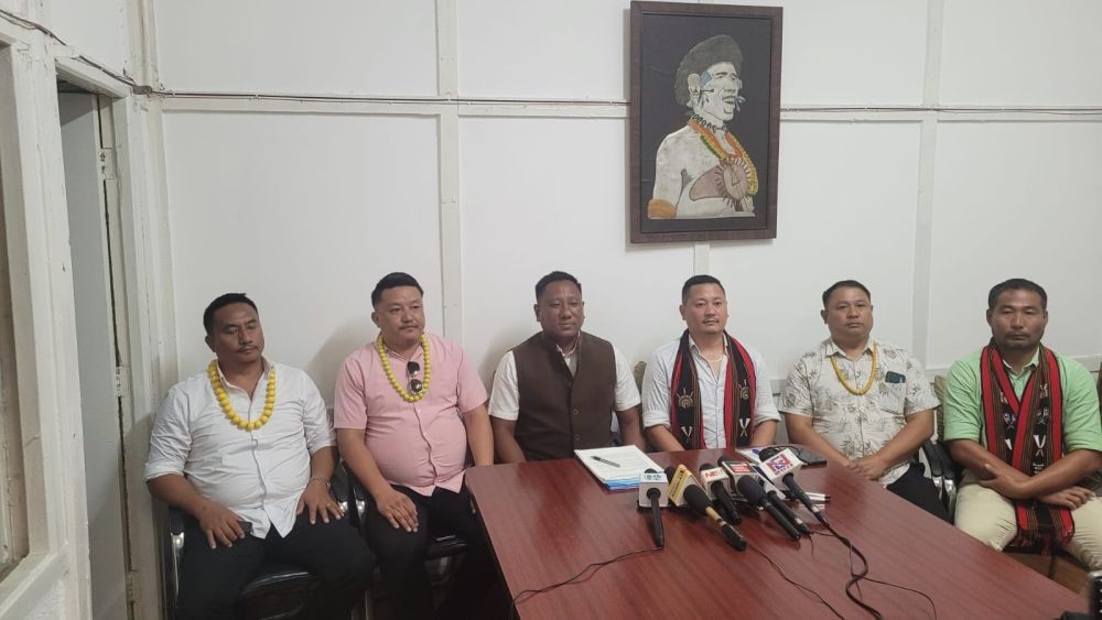 AYO officials, with the four range presidents, at the press conference in Kohima, on July 27.  (Morung Photo)