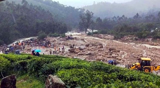 Wayanad: Rescue operation underway after Landslide due to continuing rain fury in Wayanad district of Kerela on Tuesday July 30, 2024.(Photo: IANS/@INCKerela)
