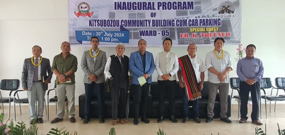 Dignitaries during the inauguration of Kitsubozou community building-cum-car parking on July 30. (Morung Photo)