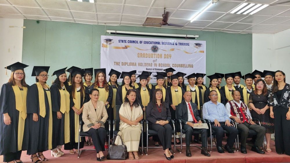 Graduated diploma holders in school counselling with State Mission Director, Samagra Shiksha, Nagaland, Temsunaro Aier and others during graduation day in Kohima on July 12. (Morung Photo)