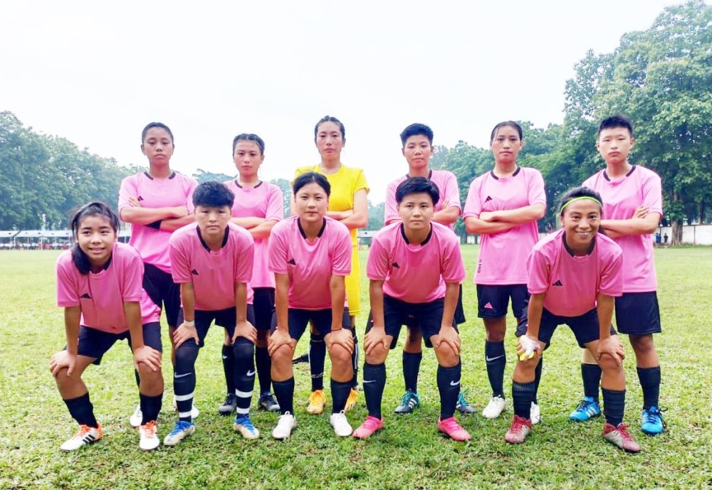 The Nagaland women’s team before the semifinal match at Assam.