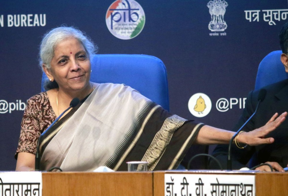 New Delhi: Union Finance Minister Nirmala Sitharaman during a post budget press conference in New Delhi on Tuesday, July 23,2024.(Photo: IANS/Qamar Sibtain)