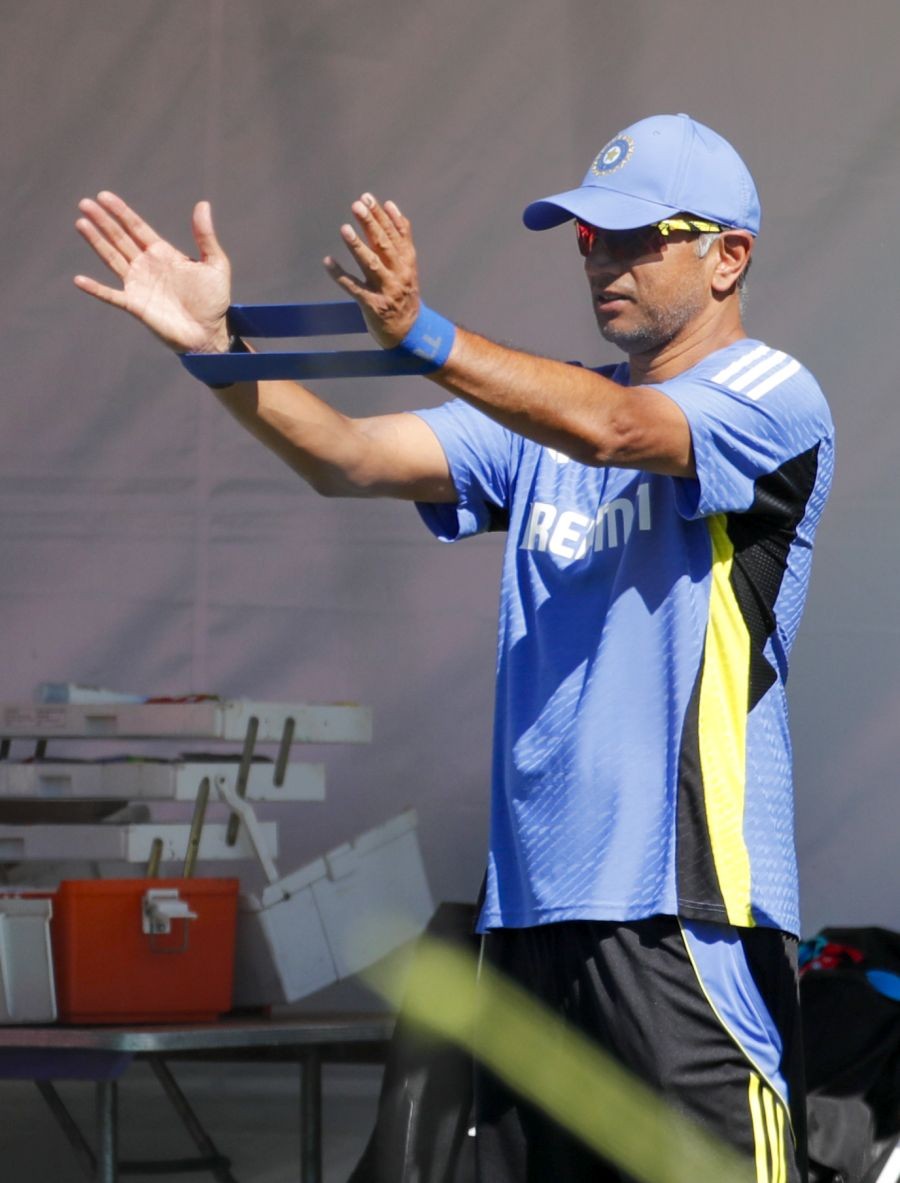 Indian cricket coach Rahul Dravid during a practice session ahead of ICC T20 World Cup match against Pakistan, in New York on Saturday, June 08, 2024.(IANS)