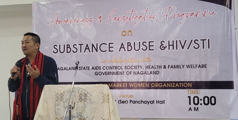 Renbo, Project Manager, Kripa Foundation speaking at awareness and sensitization programme on substance abuse & HIV/STI in Kohima on August 24. (Morung Photo)
