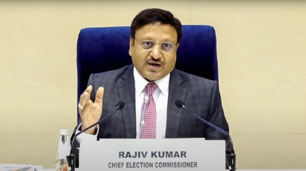New Delhi: Chief Election Commissioner Rajiv Kumar announces the election schedule for Jammu & Kashmir and other states during a press conference at Vigyan Bhawan in New Delhi on Friday, August 16, 2024. (Photo: IANS/ Qamar Sibtain)