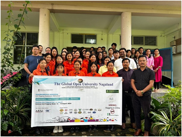 Students and faculty of the Global Open University Nagaland during the observation of National Anti-Ragging Day on August 12.