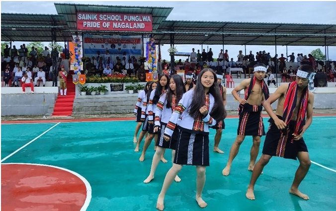 A cultural presentation during the opening day of the Group ‘E’ All India Sainik Schools National Games 2024 at Sainik School Punglwa on August 20. (Photo Courtesy: SSP)