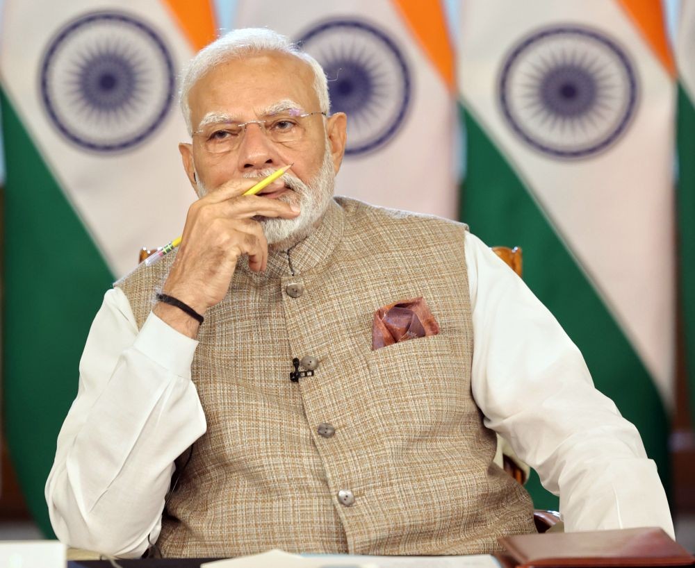New Delhi: Prime Minister Narendra Modi attends the opening session of the 3rd Voice of Global South Summit via a video conference in New Delhi on Saturday August 17, 2024. (Photo: IANS)