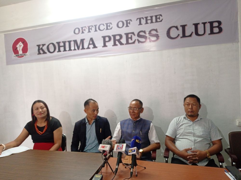 Organizers of 3rd Naga Mircha Festival Seiyhama village, Kohima addressing a press conference at Kohima on August 30. (Morung Photo)