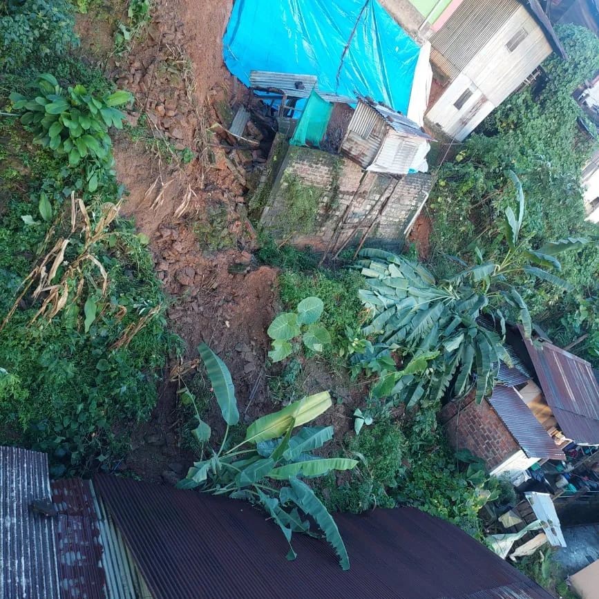 Areas affected by a landslide which occurred after heavy rainfall in Wokha.