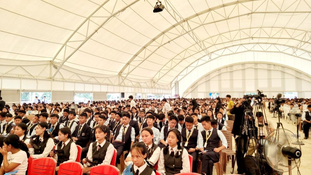 Students participating at The Naga Morung organised in commemoration of the 78th Naga Independence Day at Kohima on August 14. (Morung Photo)