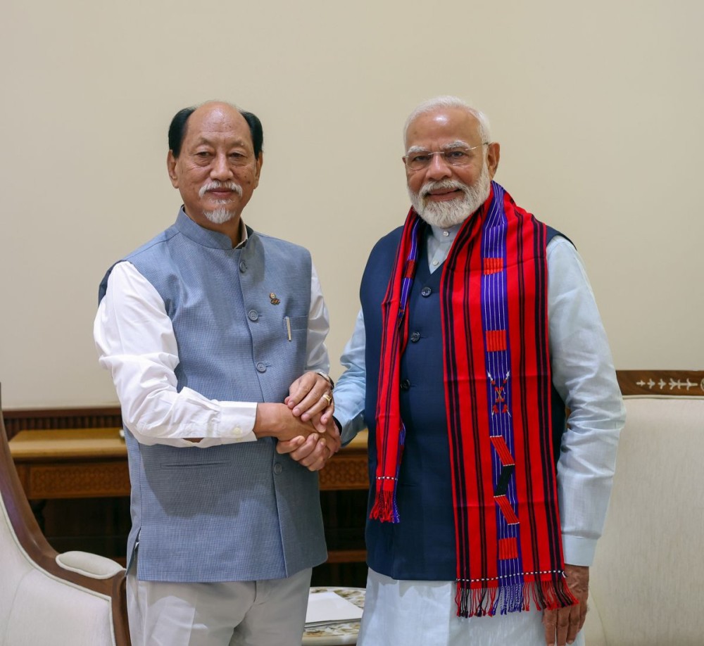 New Delhi: Chief Minister of Nagaland Neiphiu Rio meets Prime Minister Narendra Modi in New Delhi on Friday August 09, 2024. (Photo: IANS/PMO)