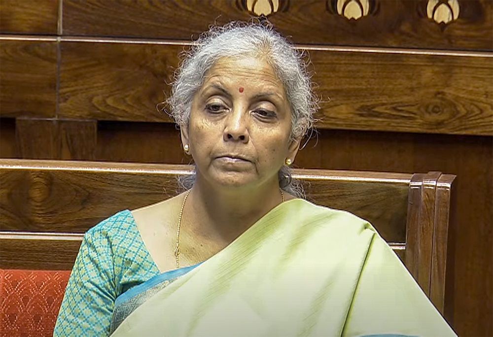 New Delhi:  Minister of Finance Nirmala Sitharaman speaks in Rajya Sabha during the Monsoon Session of Parliament in New Delhi on Wednesday August 07, 2024. (Photo: IANS/Sansad Tv)