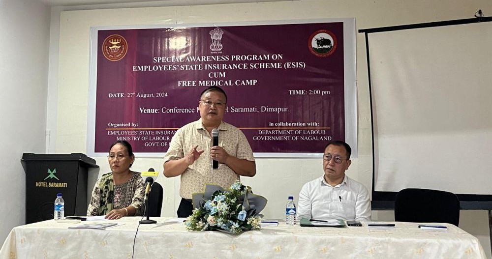 DC Dimapur, Dr Tinojongshi Chang along with other resource persons during the awareness programme on Employees’ State Insurance Scheme (ESIS) at Hotel Saramati, Dimapur on August 27. (Morung Photo)