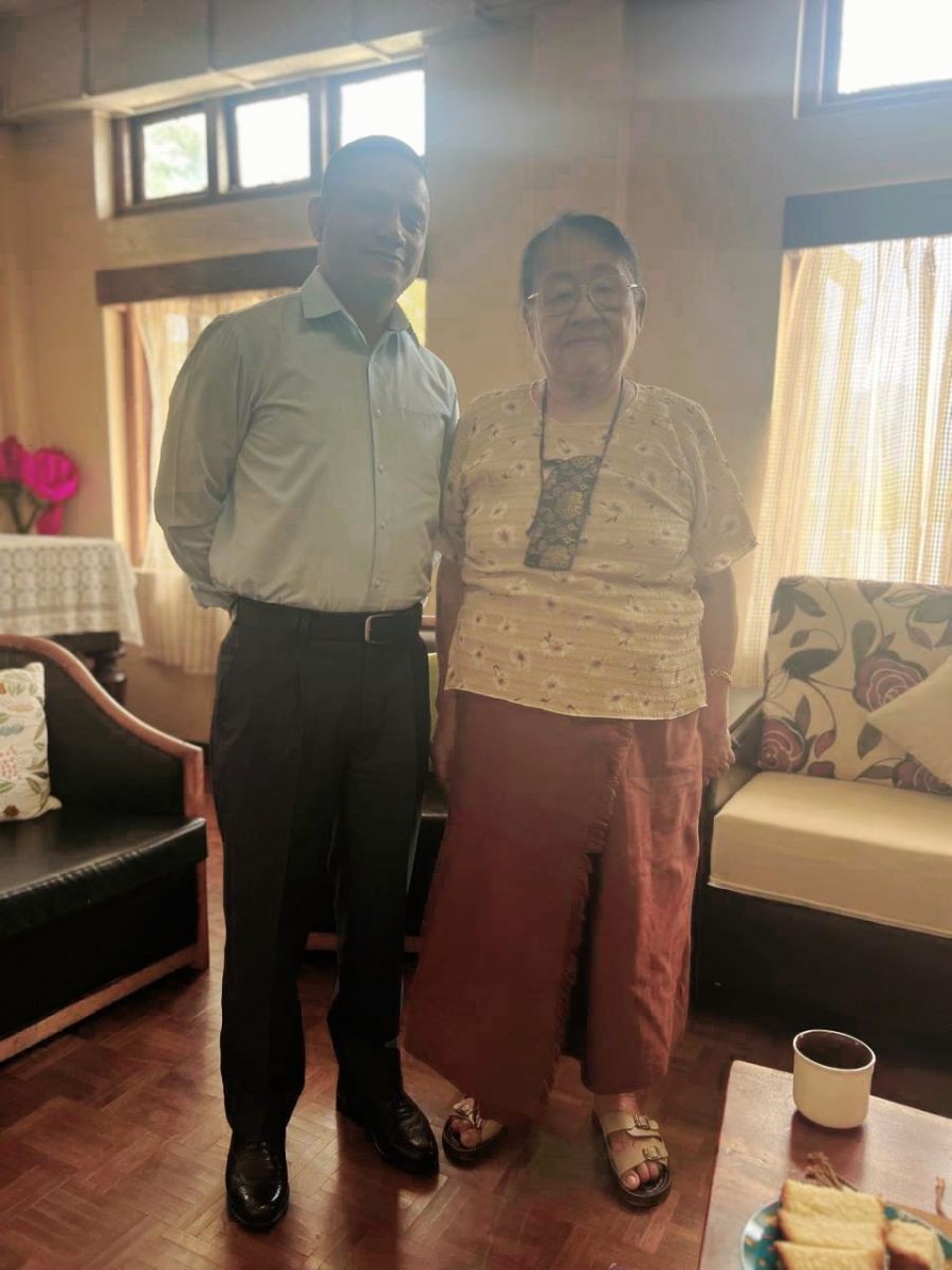 An Assam Rifles official with Sano Vamuzo, a Padma Shree Awardee and Advisor of the Naga Mother Association.