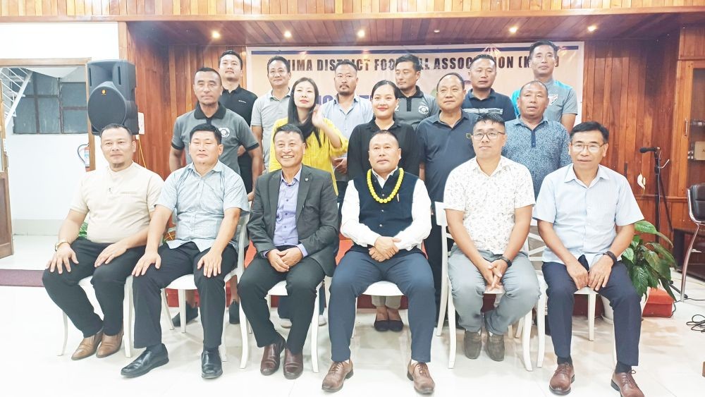 NFA and KDFA officials with Roko Angami  during felicitation programme in Kohima on August 16. (Morung Photo)