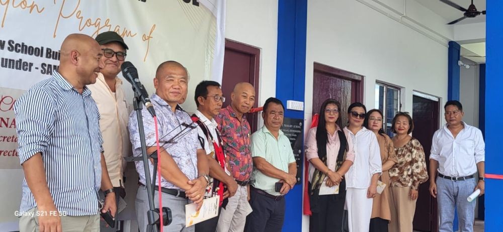 Temsunaro Aier and others during the inauguration of the new school building of GPS Aoyim village on August 23.