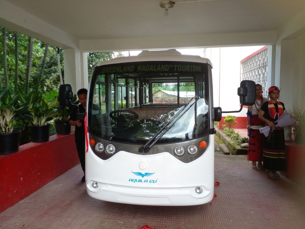 An environmental friendly EV bus targeting tourists was launched in Dimapur on September 27. (Morung Photo)