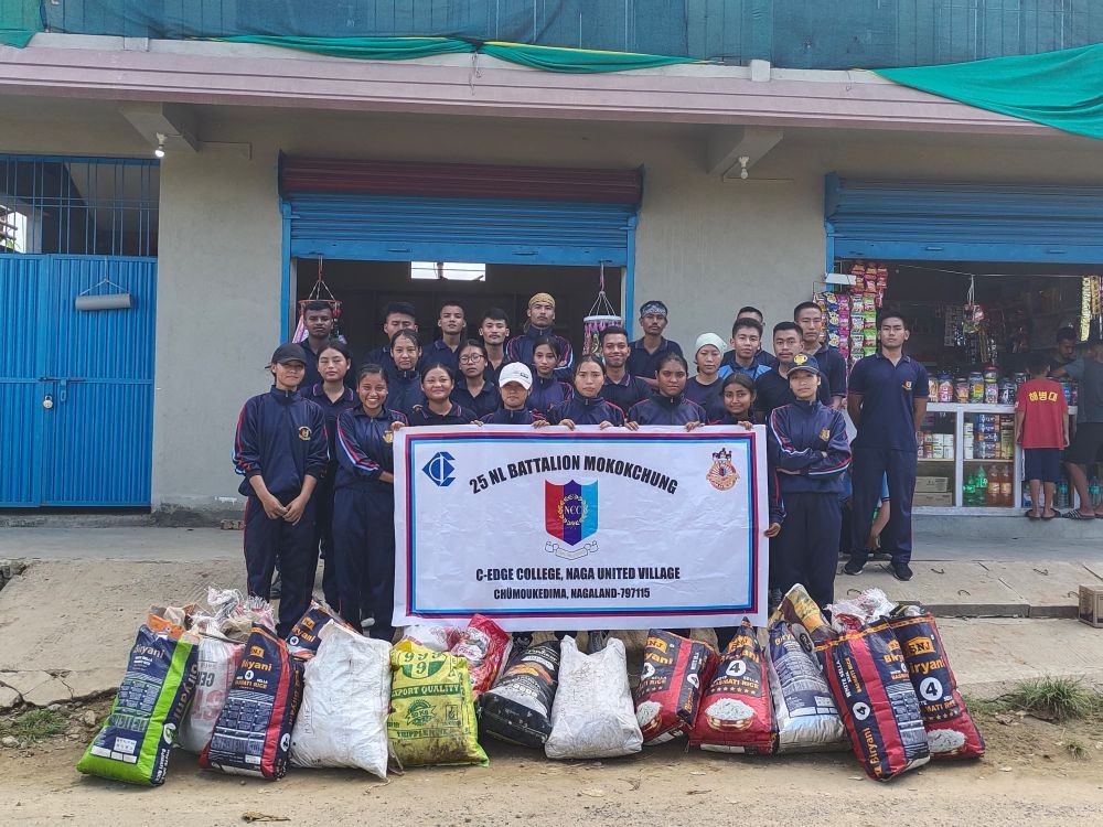 NCC cadets of C-Edge College conducted a cleanliness and tree plantation drive on September 28 at Naga United Village.