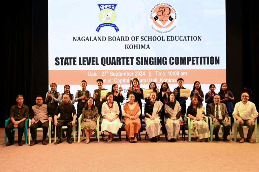 Dignitaries with winners of State Level Quartet Singing Competition in Kohima on September 27. (Morung Photo)