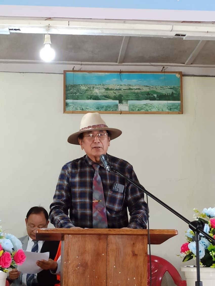 Thepfulhouvi Solo speaking at the 61st Indo–Naga ceasefire day at Chedema Peace Hall, Chedema on September 6.