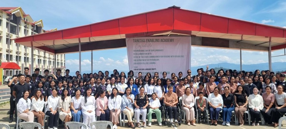 Diethono Nakhro with others during International Day of Sign Languages in Kohima on September 23.