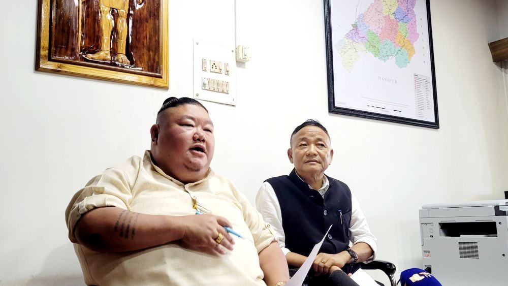 Nagaland Government Spokespersons and Ministers, CL John and Temjen Imna Along address the media after the State Cabinet meeting in Kohima on September 11. (Morung Photo)