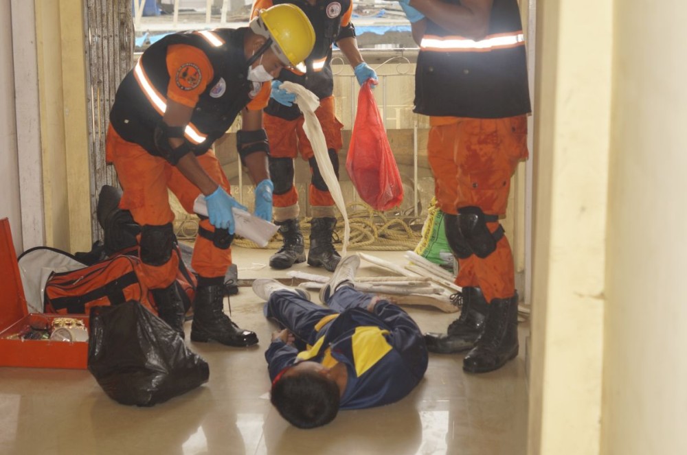 A rescue operation drill in action in Wokha as part of the NEPEx 2024 held across Nagaland on October 24. (Morung Photo)
