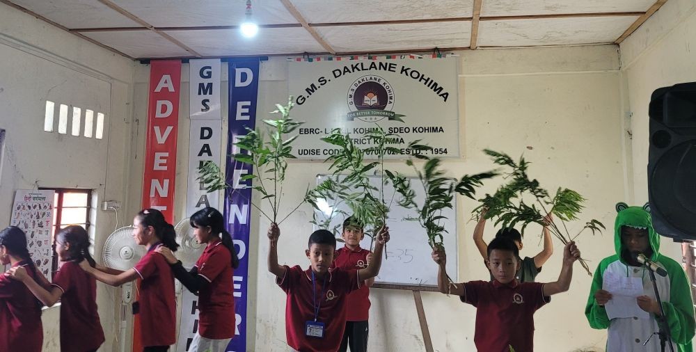 Students of GMS Daklane perform skit during Parents-Teachers Meet on October 9. (Morung Photo)