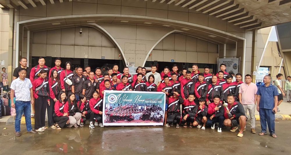 The NWA team after their arrival at Dimapur Railway Station on October 10.