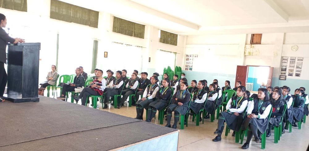 A section of the students attending the awareness programme on drug addiction and substance abuse at Cornerstone Hr Sec School on October 28.