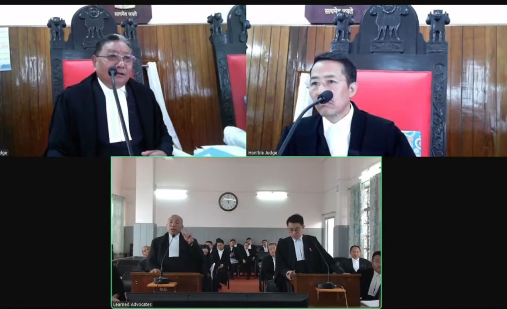 A screenshot from the live streaming of the proceedings of the Division Bench at the Gauhati High Court, Kohima Bench, on October 16. (Image Courtesy: eCourts Nagaland/YouTube)