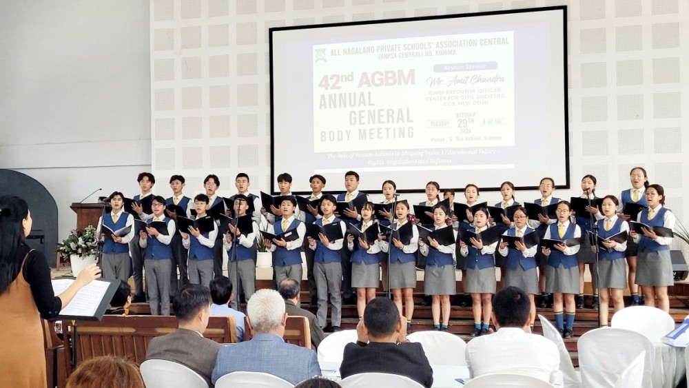 G. Rio students made a special presentation at the ANPSA Central annual general body meeting in Kohima on October 29. (Morung Photo)
