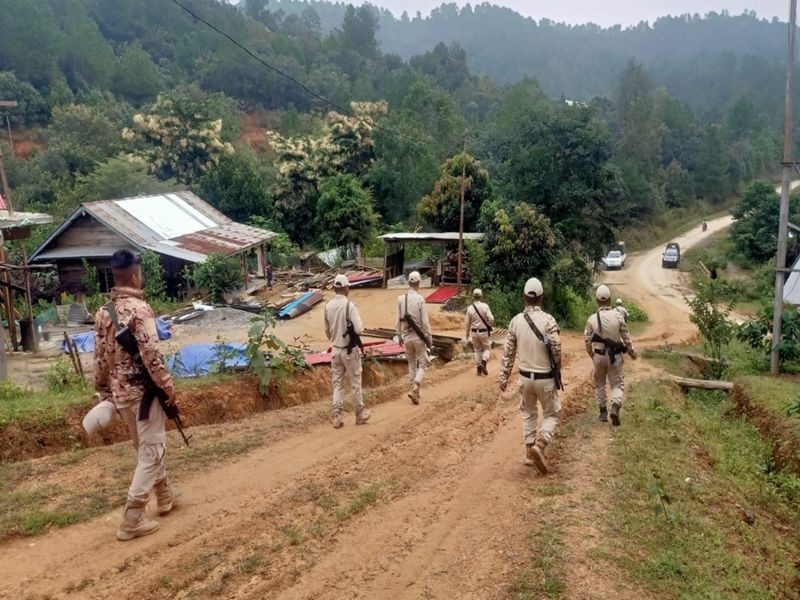 Two abandoned farm houses set afire by suspected militants in Manipur